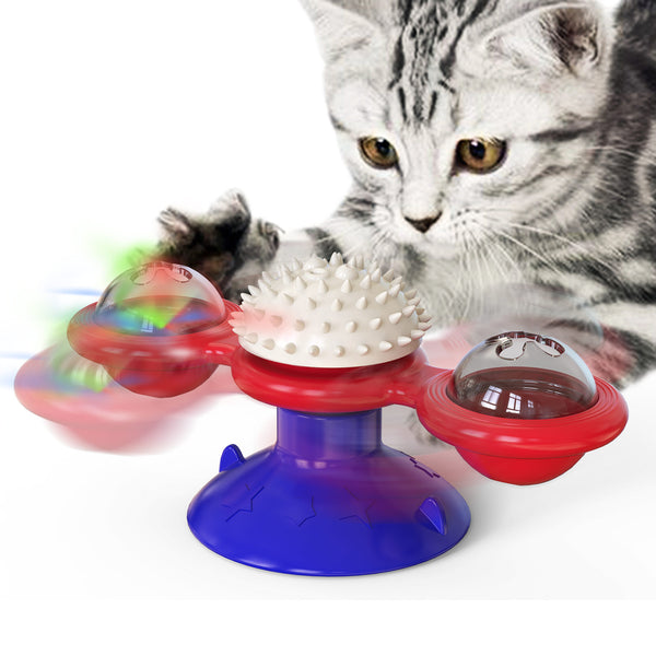 cat toy rotating turntable Rotating windmill toy Built-in catnip Tickle toy